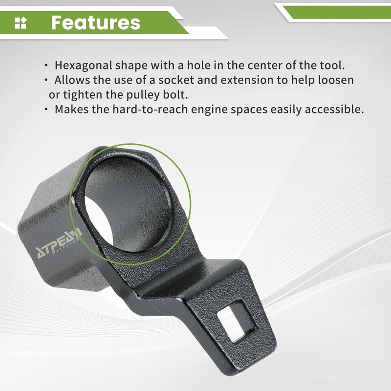 ATP 50mm Cranks Crankshaft Pulley Removal Wrench Holder Tool Remover and Installer Socket Wrench Removal Holding Spanner kit Compatible with Honda and Acura Engines - Image 4